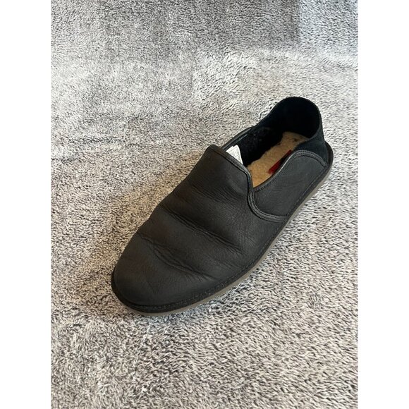 UGG Other - UGg Cooke Loafer Slipper Size 10 Black Suede Wool Lined Collapsible Heel 16596